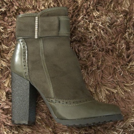 Elegantní boty se sponou na sloupku 1741 Khaki zelená 2