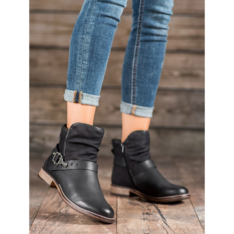 SHELOVET Vysoké boty se sponou černý 2