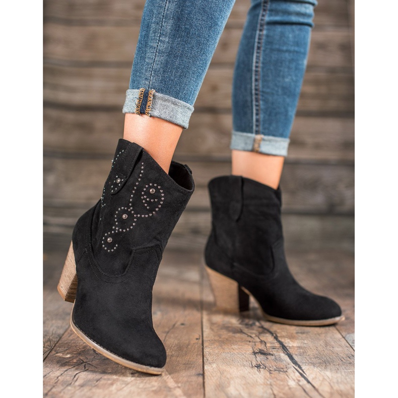 Small Swan Kovbojské boty na vysokém podpatku černá 1