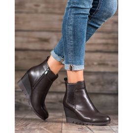 SHELOVET Boty na klínku hnědý 1