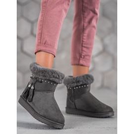 SHELOVET Mukluki s krystaly šedá 1