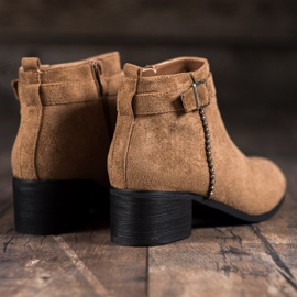 SHELOVET Semišové kozačky na vysokém podpatku hnědý 1