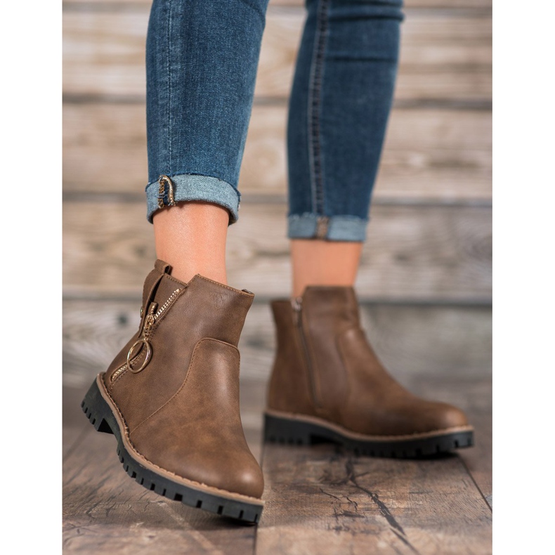 Jumex Boty s ozdobným zipem hnědý 2