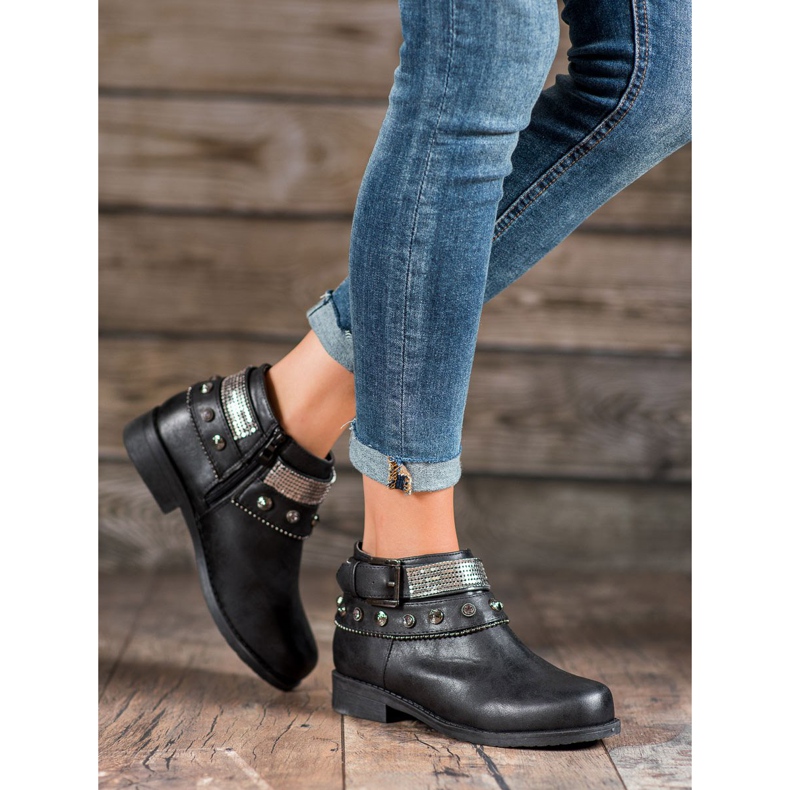 Forever Folie Boty s kamínky černý 1