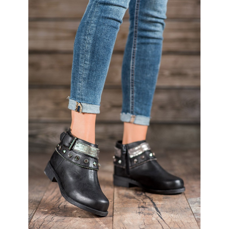 Forever Folie Boty s kamínky černá 2