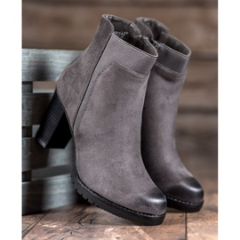 S. BARSKI Šedé dámské kozačky šedá 2