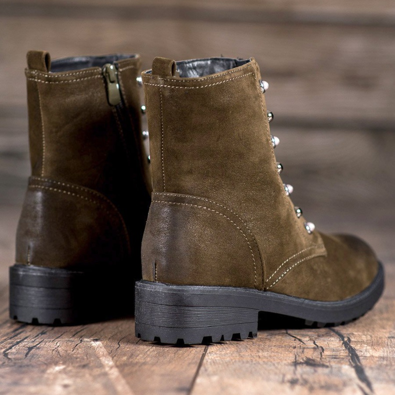 S. BARSKI Vysoké boty s korálky zelená 1 S. BARSKI Vysoké boty s korálky zelená 1