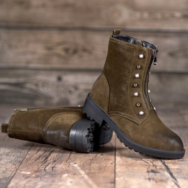 S. BARSKI Vysoké boty s korálky zelená 2 S. BARSKI Vysoké boty s korálky zelená 2