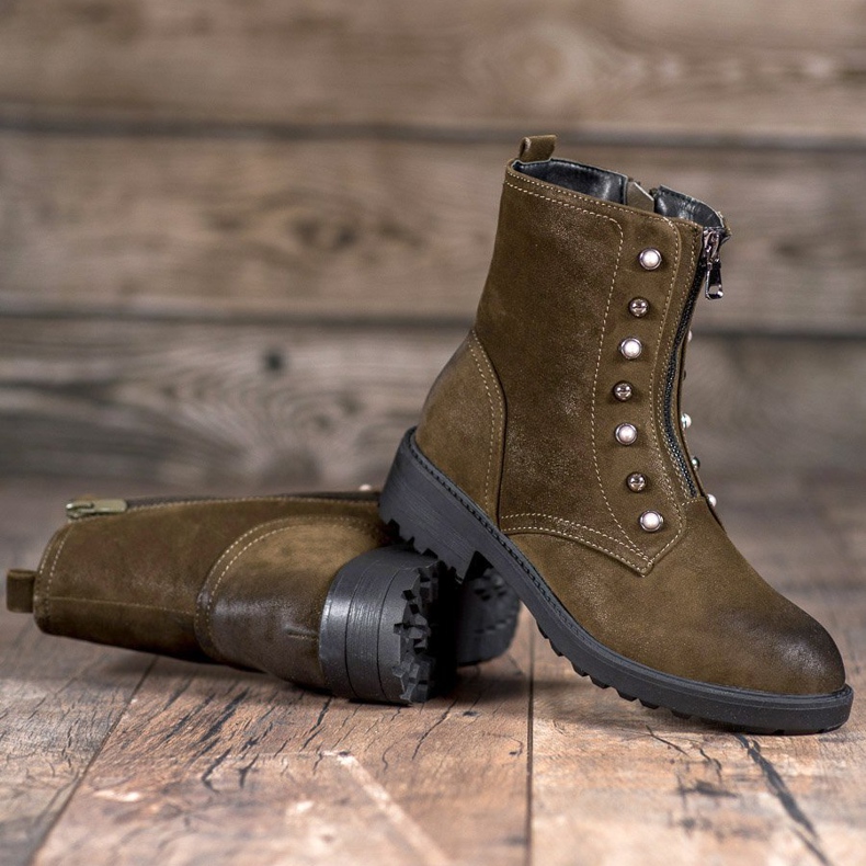 S. BARSKI Vysoké boty s korálky zelený 2