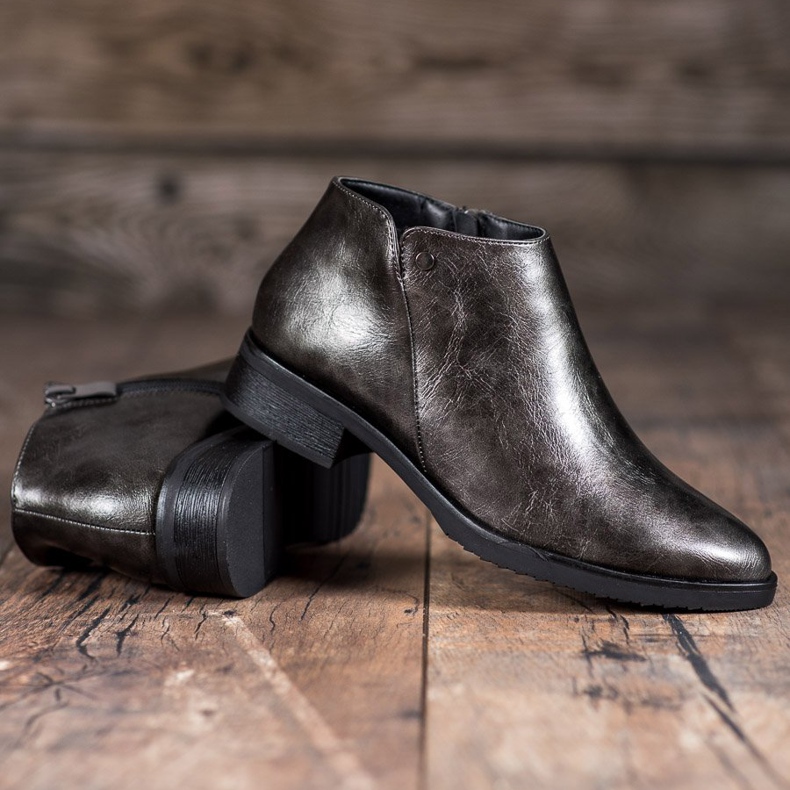 M.Daszyński Boty na podpatku šedá 1