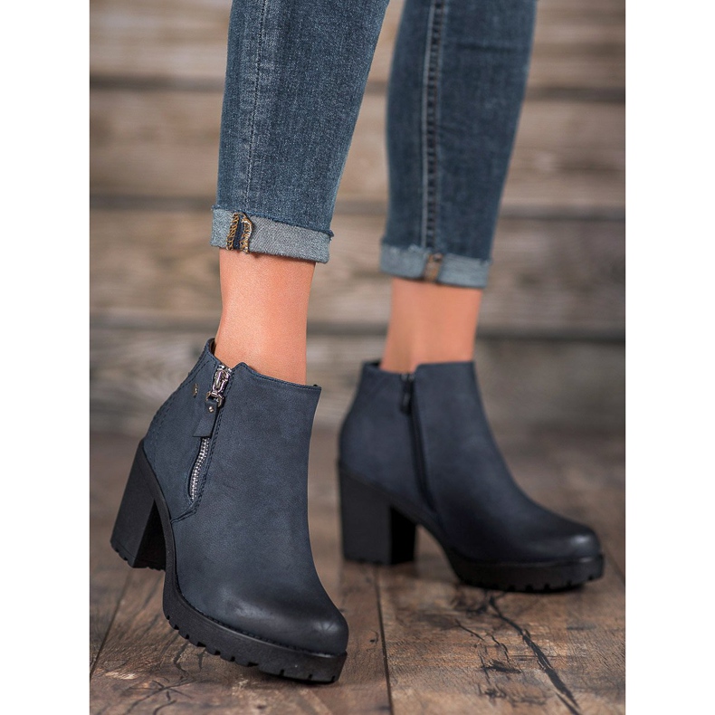 SHELOVET Tmavě modré boty na platformě modrý 1