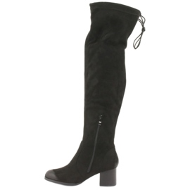 M.Daszyński Černé semišové kozačky nad kolena 1715 černá 2