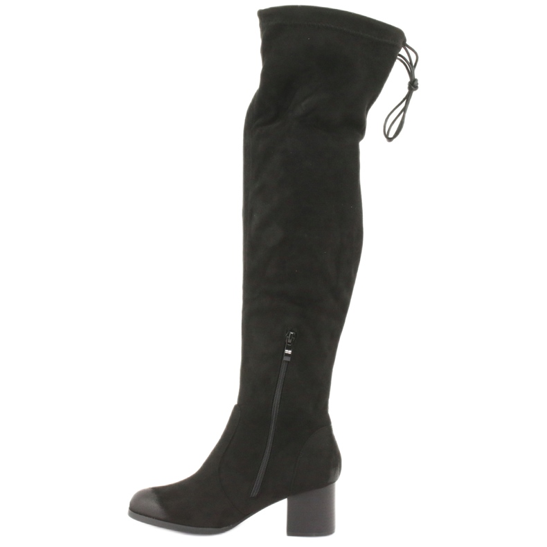 M.Daszyński Černé semišové kozačky nad kolena 1715 černá 2