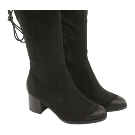 M.Daszyński Černé semišové kozačky nad kolena 1715 černá 5