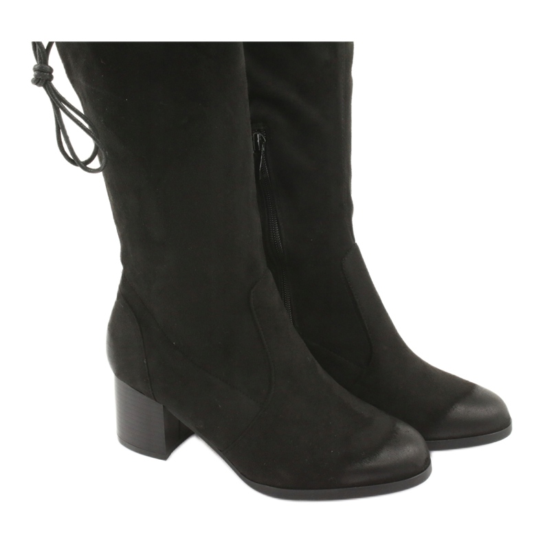 M.Daszyński Černé semišové kozačky nad kolena 1715 černá 5