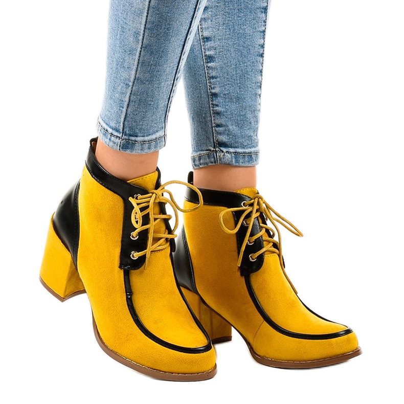 Velbloudí semišové kotníkové boty na sloupku HF-296 hnědý vícebarevný 1