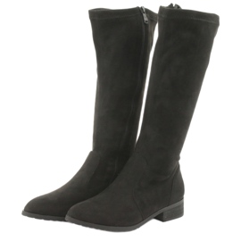 M.Daszyński Černé strečové boty na plochém podpatku MR1602 černá 3