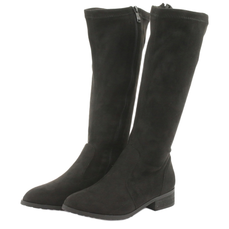 M.Daszyński Černé strečové boty na plochém podpatku MR1602 černá 3