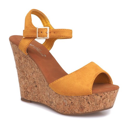 Sandály na klínku Cork 5H5654 Yellow žluť 1