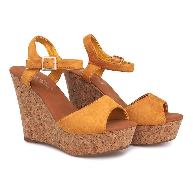 Sandály na klínku Cork 5H5654 Yellow žluť 2