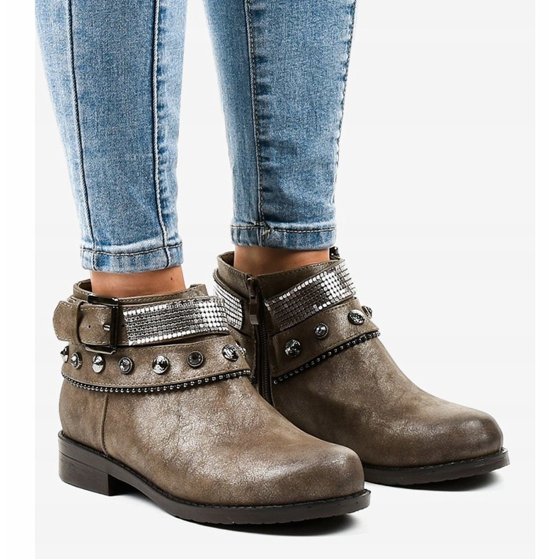 Hnědé kozačky zdobené zipem LL178 hnědý 1 Hnědé kozačky zdobené zipem LL178 hnědý 1