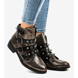 Khaki dámské kotníkové boty s plochými přezkami HQ2366 vícebarevný zelená 2