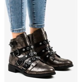 Khaki dámské kotníkové boty s plochými přezkami HQ2366 vícebarevný zelená 1