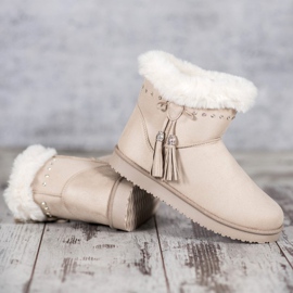 SHELOVET Mukluki s krystaly hnědý 1