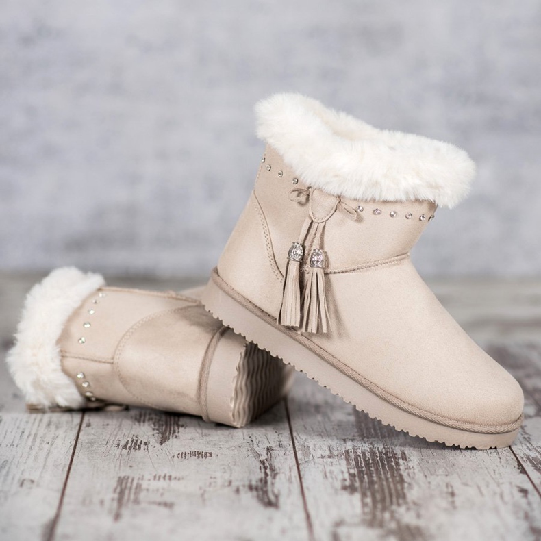 SHELOVET Mukluki s krystaly hnědý 1