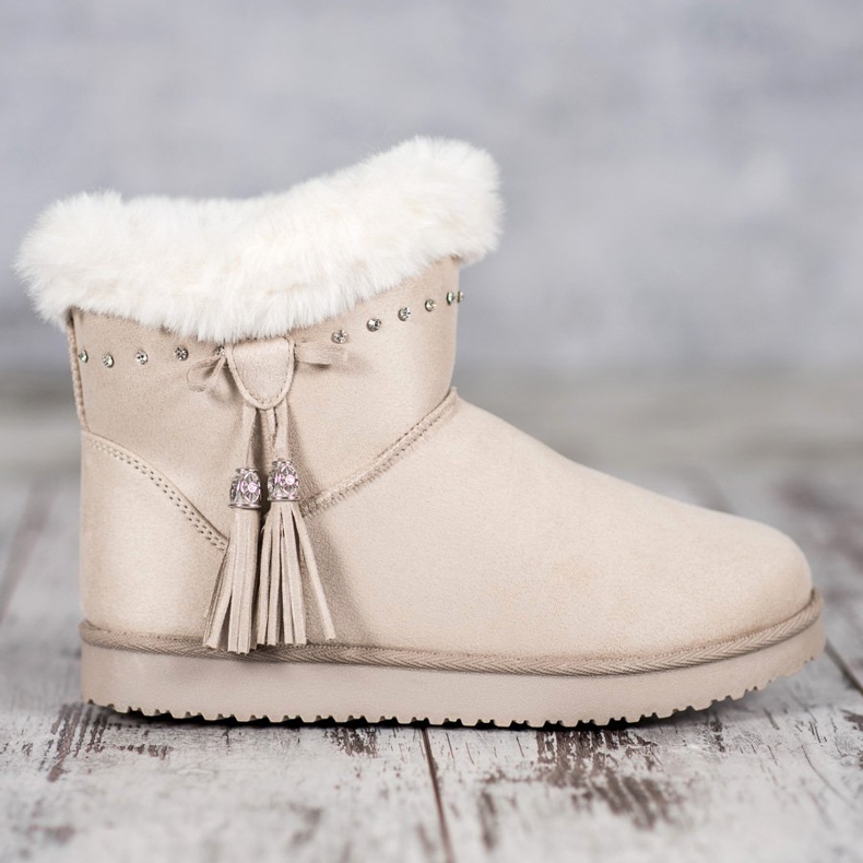 SHELOVET Mukluki s krystaly hnědý 2