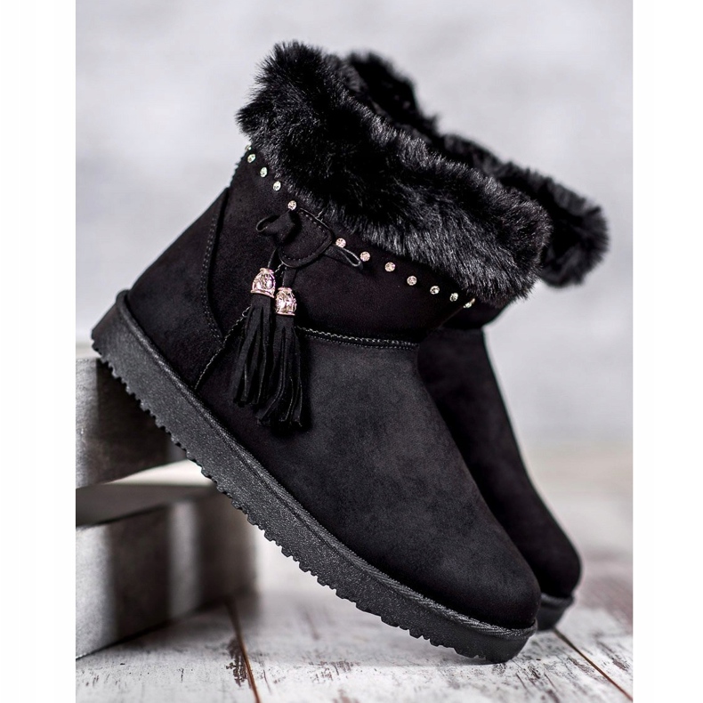 SHELOVET Mukluki s krystaly černá 1