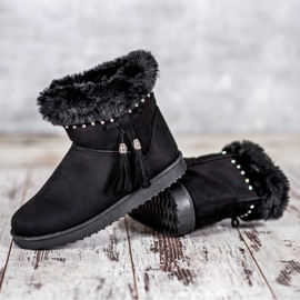 SHELOVET Mukluki s krystaly černý 2