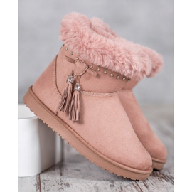SHELOVET Mukluki s krystaly růžový 1