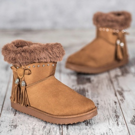 SHELOVET Mukluki s krystaly hnědý 2