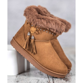 SHELOVET Mukluki s krystaly hnědý 1