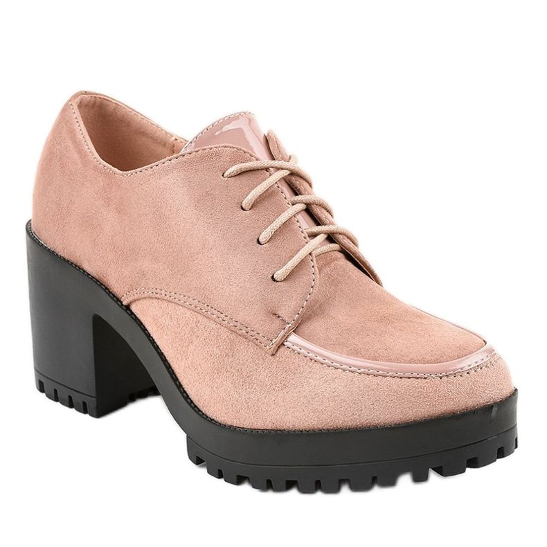 Růžové kozačky na sloupku masivní HQ651 růžový 1