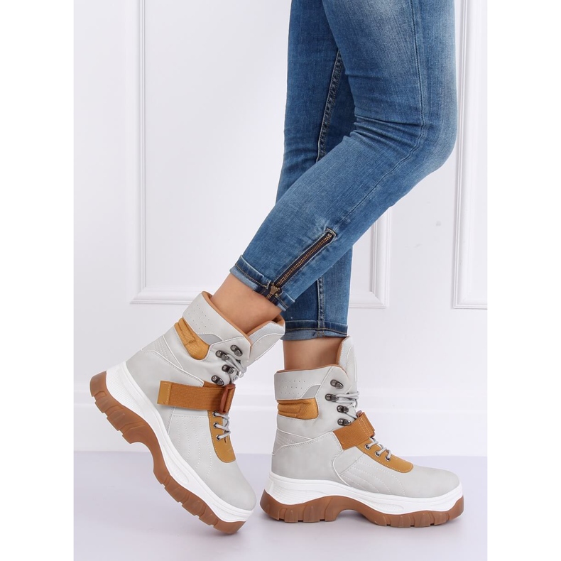 Šedé boty HE117P Šedé šedá 2