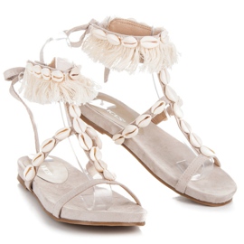 Vices Vázané Sandály S Mušlemi hnědý 1 Vices Vázané Sandály S Mušlemi hnědý 1