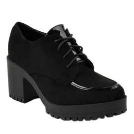 Černé kozačky na sloupku masivní HQ651 černá 1 Černé kozačky na sloupku masivní HQ651 černá 1