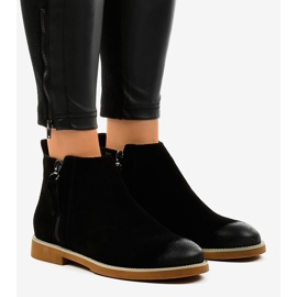 Dámské černé ploché kozačky na zip 6830-PA černá 1