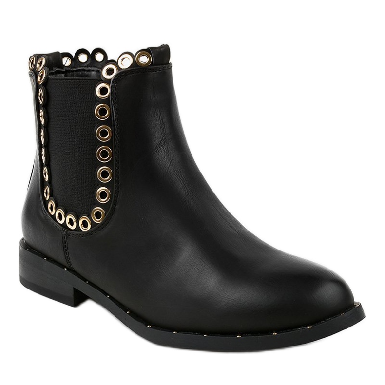 Černé ploché kozačky s elastickým YY102 černá šedá 1