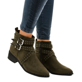 Zelené semišové kotníkové boty na sloupku T172 zelená 1 Zelené semišové kotníkové boty na sloupku T172 zelená 1