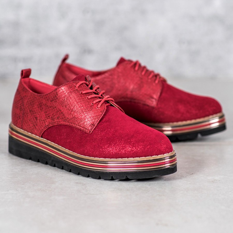 SHELOVET Boty na platformě tisku hada červené 1