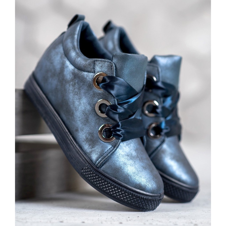 New Tlck Boty svázané stuhou modrý 1 New Tlck Boty svázané stuhou modrý 1