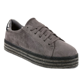 Šedé zdobené dámské tenisky G280 šedá 1