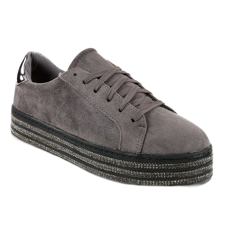 Šedé zdobené dámské tenisky G280 šedá 1