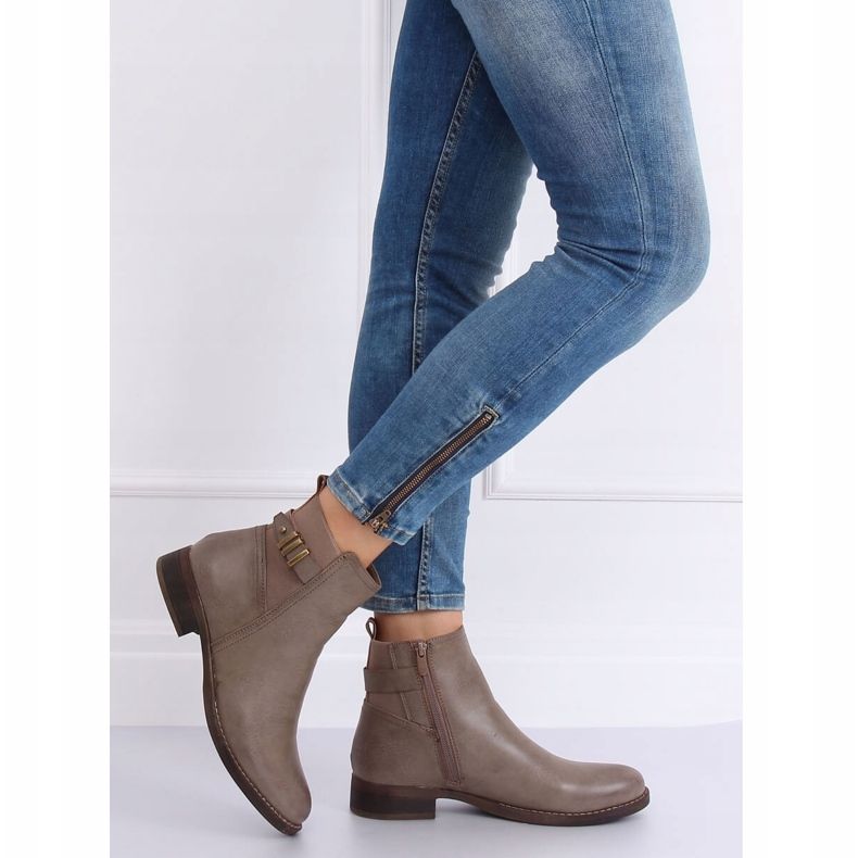 Béžové dámské kozačky Jodhpur 1304 Khaki béžový 1