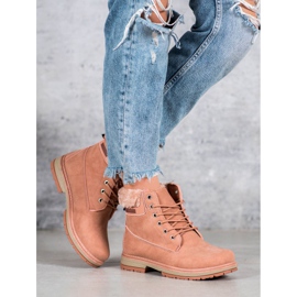SHELOVET Turistické boty s kožešinou růžový 2