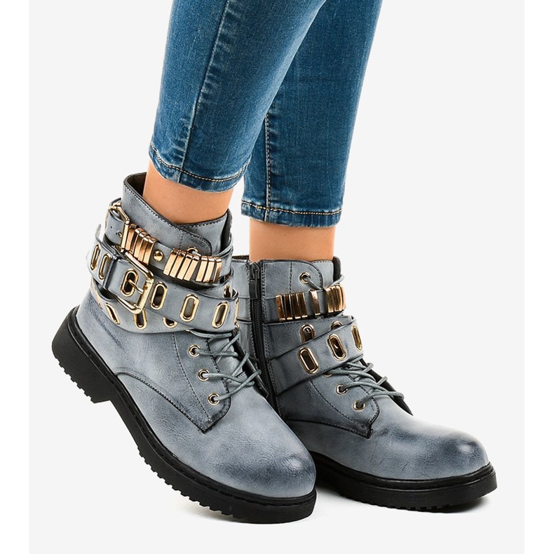 Modré ploché zateplené boty B2878-KB modrý 2