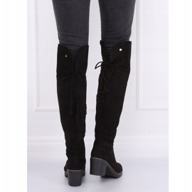 Kozačky nad kolena s gumovou podrážkou černé 8B938 Black černá 1 Kozačky nad kolena s gumovou podrážkou černé 8B938 Black černá 1